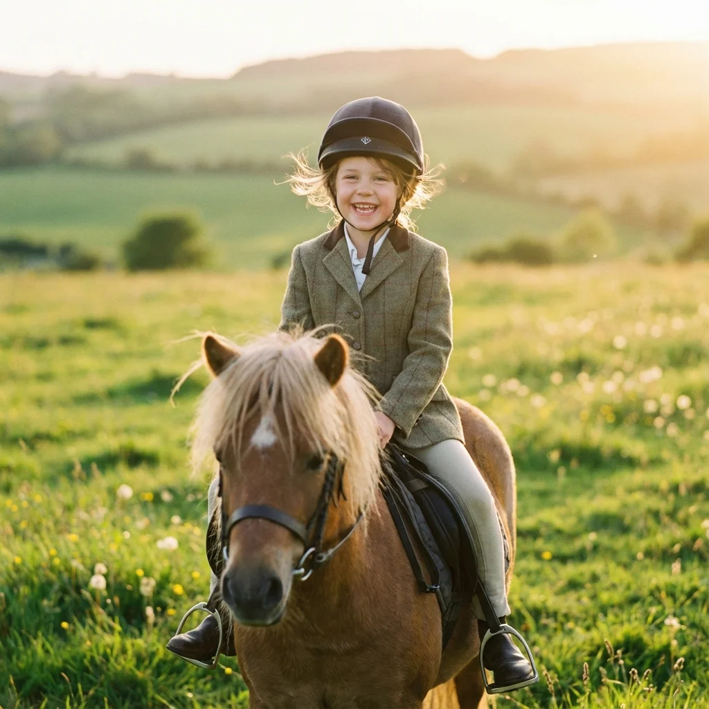 Kind beim Reiten auf dem Ponyhof