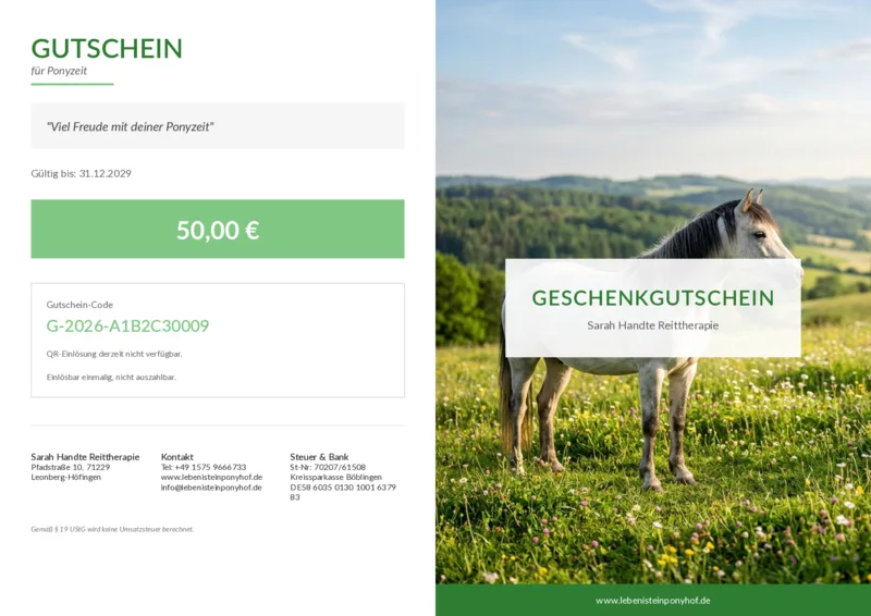 Pony auf blühender Wiese im Frühling